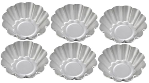 Gatuida 6 pièces Lot de Moules à Tartelettes Aluminium Forme de Fleur Moules à Muffins Antiadhésifs Réutilisables pour Pâtisserie pour Petits Gâteaux aux Œufs et Desserts
