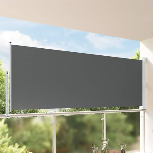 Mokuyary - Toldo lateral, 100% poliéster, hierro acero, persiana lateral, biombo exterior, protección del sol o del viento, para jardín, balcón y terraza (A9)