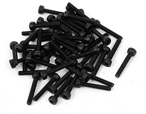 sourcing map 50 Stück M2x12mm Legierung Stahl Innensechskant Rändel Schrauben Bolzen Zylinderkopfschrauben Schwarz