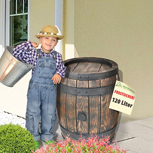 REGENTONNE REGENFASS WASSERFASS REGENWASSERBEHÄLTER REGENWASSERFASS GARTENFASS Eichenfass (120L)