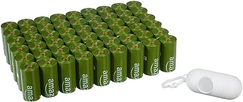 Amazon Basics Premium Leak Proof Dog Poop Bags with Dispenser and Leash Clip, Unscented, 13 x 9, 810 Count (54 Rolls of 15)