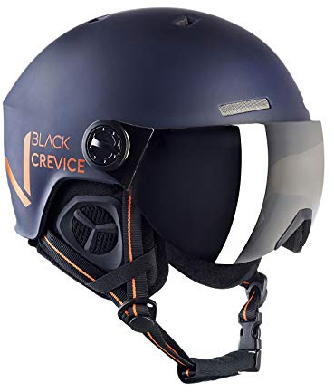 BLACK CREVICE Skihelm Sölden I Skihelm mit Visier im Pilotenstyle I Skihelm Herren & Damen I Unisex Snowboard-Helm I Atmungsaktiver Ski-Helm I Größenverstellbar