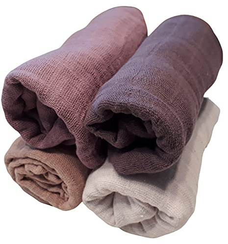 Pippi Mulltücher 4er Pack Mulltücher Spucktücher Biobaumwolle ★ ORGANIC ★ (zartrosa/viola)
