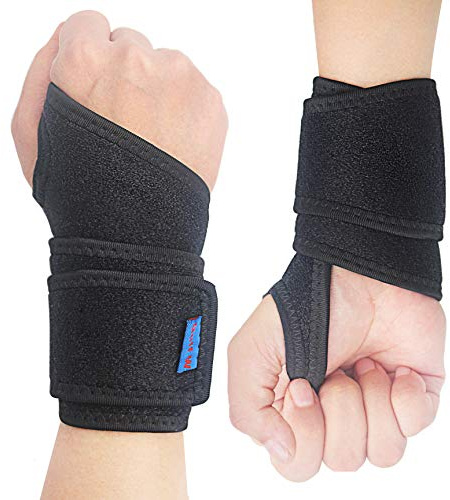 2Pack Version Profession Wrist Support Brace, Adjustable Wrist Strap Reversible Wrist Brace for Sports Protecting/Tendonitis Pain Relief/Carpal Tunnel/Arthritis/Injury Recovery, Right&Left (Black)