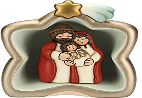 THUN - Mini Presepe Classico 2019 con Capanna Piccola a Stella - Ceramica - 12,5x10,5x16 cm