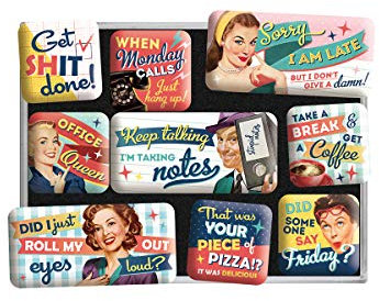 Nostalgic-Art Retro Kühlschrank-Magnete, 9 Stück, Office Fun – Geschenk-Idee für Nostalgie-Fans, Magnetset für Magnettafel, Vintage Design