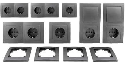 MC POWER - FLAIR - Steckdosen Set | Niveau Profi | 23-teilig, Klemmanschluss, anthrazit, matt