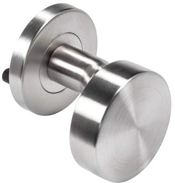 JUVA Moderno pomo de puerta de casa fijo de acero inoxidable mate fijo en roseta redonda | LDK 212 | Diámetro del botón: 53 mm | Pomo de puerta de acero inoxidable