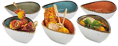 BATANIA 6er-Set Snackschale, Dip-Schale Brisbane Porzellan Tropfen | 12 x 7 x 4,5 cm
