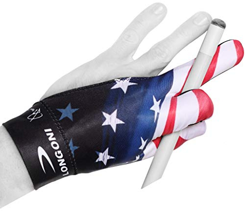 Longoni Billard-Queue-Handschuh Fancy Flag 3 für linke Hand