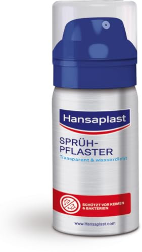 Hansaplast Sprühpflaster (32,5 ml), transparentes Pflasterspray für unsichtbaren Schutz, wasserfestes und atmungsaktives Pflaster für kleine Schnitt- und Schürfwunden
