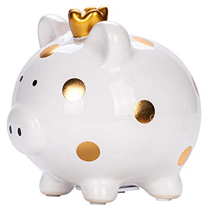 Prinzessin Sparschwein aus Keramik Weiß– Dekorative Spardose mit Öffnung, Sammlerstück für Erwachsene, Geschenk für Hochzeit Taufe Geburtstag, kein Spielzeug, ab 14 Jahren