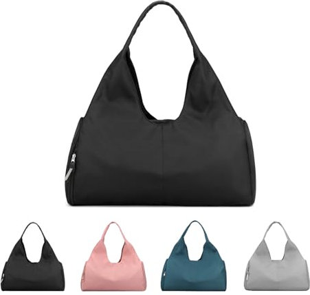 SIVENKE Borsa Sportiva da Viaggio Con Scomparto per Scarpe e Bagnato - Fitness Leggera e Impermeabile - Borsone da Allenamento per Palestra (Nero)