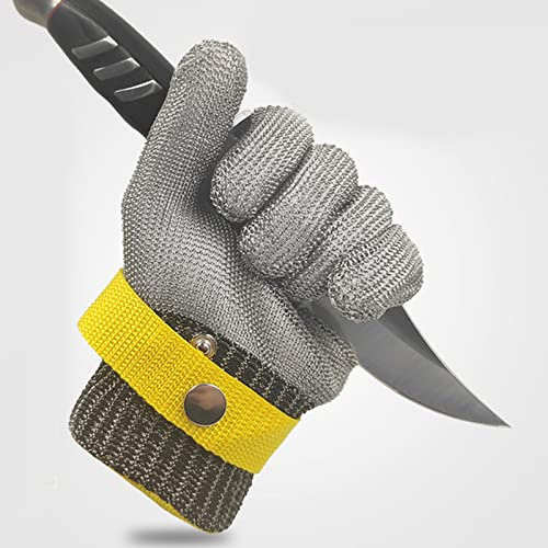 SIQI Cut Resistant Glove Level 5 Cutting Glove Steel Wire Mesh Metal Glove for Kitchen, Garden, Durable Cut Glove for Men or Women-L