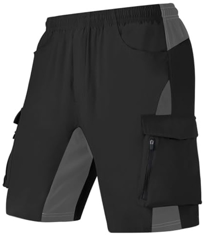 VAYAGER Short de Randonnée Cargo pour Homme, léger et à séchage Rapide, Short Outdoor avec Plusieurs Poches pour la pêche, Le Camping