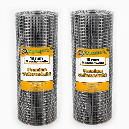 Aquagart® Rete metallica per voliera, 80 m x 0,5 m, larghezza maglie 19 mm, recinzione metallica zincata, robusta griglia di saldatura