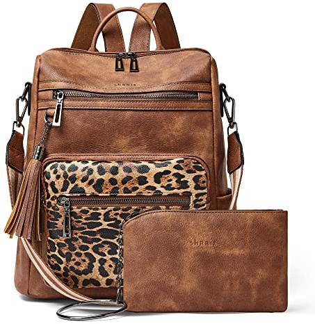 Shrrie Backpack Purse for Women Leather Backpack Fashion Designer Travel Backpack Convertible Shoulder Bag