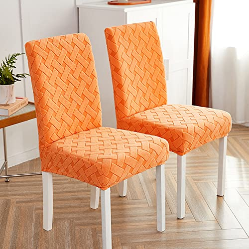 Odot Coprisedie con Schienale 2 4 6 Pezzi, Coprisedia Elasticizzati Copri Sedia da Cucina Rimovibili Jacquard Chic, Rimovibili Copri Sedia per Soggiorno,Cucina,Hotel (4 Pezzi,Arancione)
