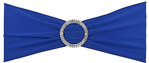 PATIKIL 14x5 Estiramiento Silla Fajas Lazos, 25 Paquete Elástico Silla Bandas Fajas con Hebilla Deslizador para Boda Banquete Decoraciones, Azul