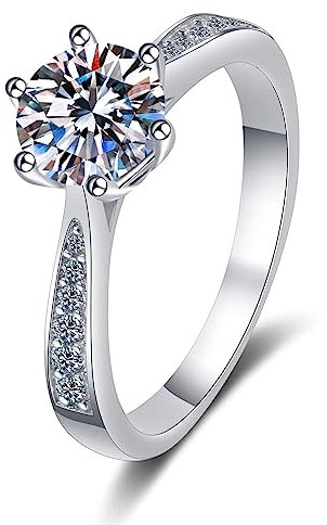 Aotiwe Ringe Damen Vintage, Freundschaftsringe Beste Freundin Runde Form Weißgold mit 8mm Weiß Zirkonia 925 Silber Größe 54 (17.2)