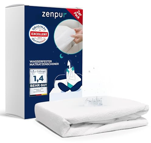 ZenPur Matratzenschoner 100x200 cm 2er Set, Wasserdichter Matratzenschoner aus Baumwolle, Matratzenschutz Wasserdicht, Oeko-Tex Standard 100 Zertifiziert, Hergestellt in der EU