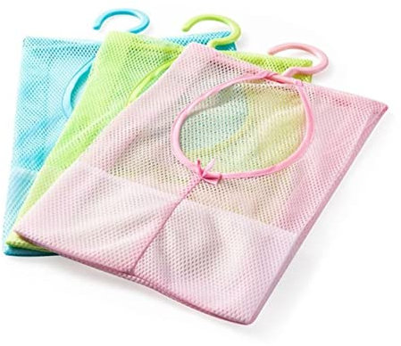 Zerodeko Mesh Clothesline Bag Hanging Multi-purpose Storage Net, Blue, Breathable Mesh Clothespin Bag for Bathroom and Kitchen Organization