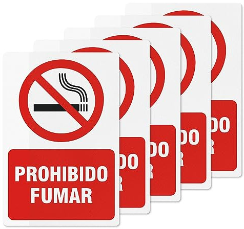 YIKIADA Pegatinas Prohibido Fumar Adhesiva - Señales de Advertencia para No Fumar Espacio sin Humo 20x30cm - 5ud
