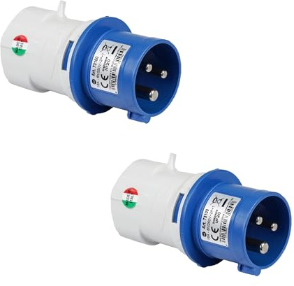 FANTON 73100-B2 Set di 2 pz Adattatore industriale da spina cee a 1 presa bipasso schuko 16A - per cantiere e campeggio
