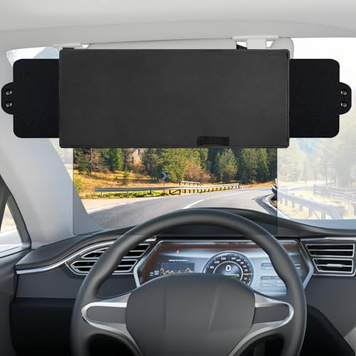 Veharvim Sun Visor for Car with 2 Side Sunshade, Upgraded UV400 Car Sun Visor Extension with PC Lens and Side Sunshade,Anti-Glare Visor for Safe Driving (Polycarbonate (PC), 1 Pack) (1 Pack)