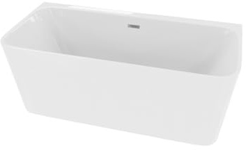 LAVITA Mensola 1500 Baignoire murale, sur pied, en acrylique, 150 x 80 x 60 cm, forme rectangulaire, moderne, pour 2 personnes, 265 l, revêtement antimicrobien blanc brillant