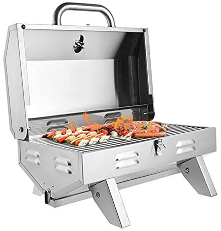 MYVVKIA Edelstahl-Gasgrill, einreihiger quadratischer Kleiner Ofen für Camping-Picknick im Freien