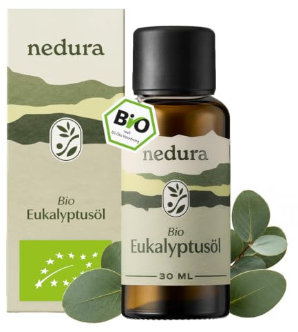 nedura® BIO Eukalyptusöl [100% NATURREIN] - Hochdosiertes Ätherisches Eucalyptus Oil - Frisch & belebend - für Aromatherapie, Duftlampe, Diffusoren, Raumduft - Eucalyptus Oil - 30 ml