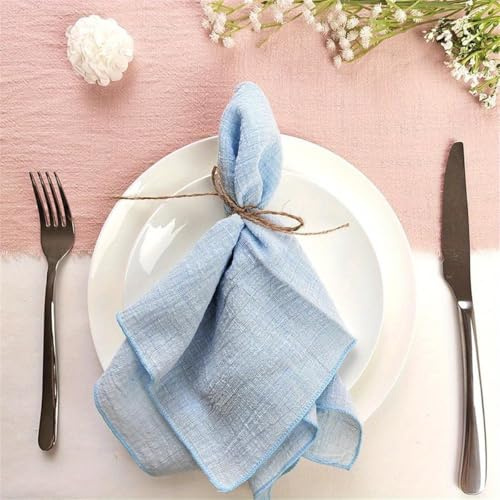SYSUII 32 x 32 cm, 12 tovaglioli in tessuto di cotone mussola, tovaglioli da tavolo, lavabili, per feste, compleanni, caffè, ristoranti, cucina, celeste