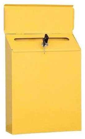 Boîte aux lettres murale verrouillable jaune pour paiements sécurisés et lettres en métal avec fonction de boîte de commentaire