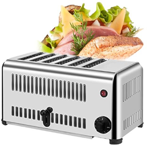 Tostadora De Acero Inoxidable, Lotes Para Panes Gruesos FuncióN Bagel, Tostadora De Ranura Larga Para Bagels Waffles Y Tostadas, 5 Niveles De Dorado, Acero Inoxidable,Sixpieces