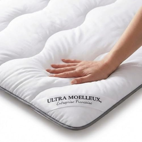 CASABEL Surmatelas Nuage en Microfibre, 2 Personnes, 140x190cm | Confort moelleux, Microfibre respirante, Hypoallergénique, Garnissage homogène, Maintien par élastiques, Lavable en machine
