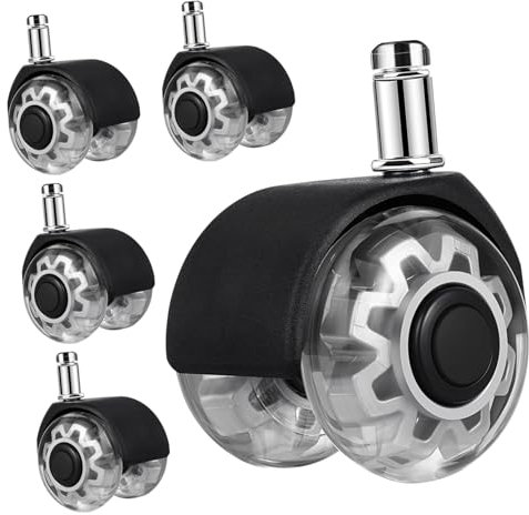 HOMSFOU 5pièces Lot De Roulettes Pivotantes Pour Chaise De Bureau Remplacement Silencieux Et Robuste