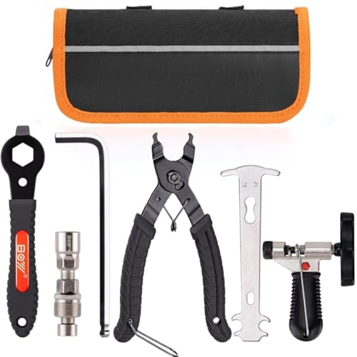 Kettennieter Fahrrad, Kettenzange, Kettenschloss Zange Fahrradkette Reparatur Set für 6-12 Fach Fahrradkette Werkzeug, Fahrrad Kurbelabzieher und Tretlager Werkzeuge Set zum Entfernen Fahrradkurbel
