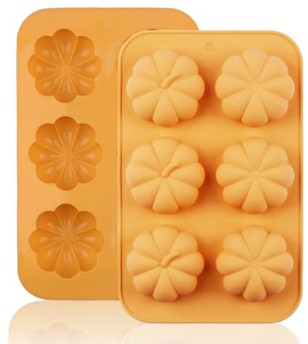2Pcs Silicone Pumpkin Moulds | Halloween Silicone Chocolate Moulds | Autumn Fall Pumpkin Mould for Halloween Thanksgiving Day Party Candy Making