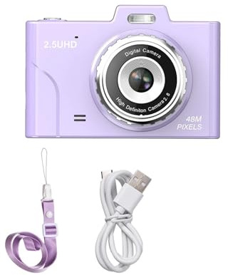 ZGJIAJU Fotocamera for Bambini 1080P Fotocamera Compatta Obiettivo Doppio da 48 MP Zoom Ottico 8× Mini Fotocamera CCD Schermo TFT da 2,8 Pollici(Purple)