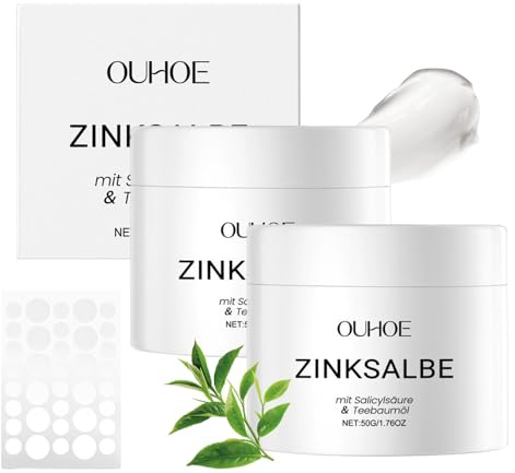 2Pcs Zinksalbe Gegen Pickel Zinksalbe Gesicht Anti Pickel Creme Zink Salbe Zinkpaste Zinksalbe Gegen mit Salicylsäure Sanft Nicht Reizend für Pickel am Po und Rücken mit 36 Pickel Pflaster