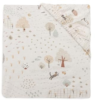 Jollein spännlakan jersey – för barnsäng – Tiny Park – 60 x 120 cm – spännlakan bomull – dra-på-lakan – Oeko-TEX certifierad