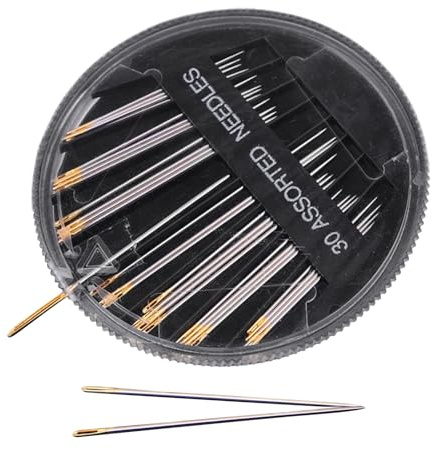 Hitburu Agujas Para Costura A Mano | 30 Piezas de Agujas de Acero Inoxidable con - Suministros Para Ganchillo,Para Manualidades Enrollado Hogar Estudio Lugar De Trabajo Costura Bordado