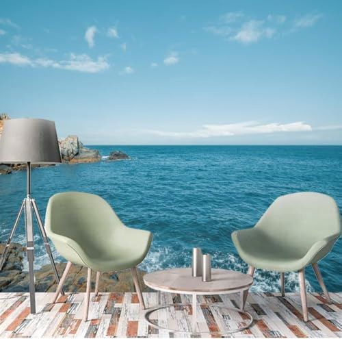 Fotomurales Decorativos Pared Mar Azul 3D Mural Autoadhesivo Pared Verano Papel Pintado Tela de Seda Papel Tapiz Panorámico 200x140 cm A-9007