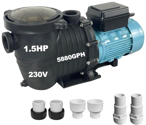 1.5 HP Variable Speed Pool Pump VS Multiple Speed Programmable Pump 230Vac 5880GPH Intelligent In/Above ground pool pump Compatible with 1.5/2.0 Pipes & 1.25/1.5 Hoses
