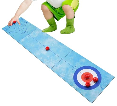 Curling-Golfballspiel – 34,65-Zoll-Spiel | Karton PP – Schreibtisch-Brettspielset Mit Dreifach Gefalteter Matte, Multiplayer-Familienaktivitätsspielzeug Für Kinder, Teenager, Partys, Wohnheim, Klassen