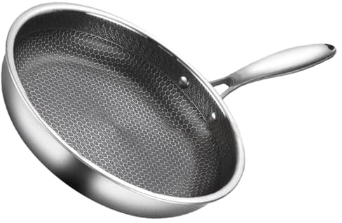 Tofficu Padella Antiaderente in Acciaio Inox con Superficie Nido d Ape Adatta per Uova e Bistecche Compatibile con Piani Cottura Induzione Facile da Pulire e Resistente