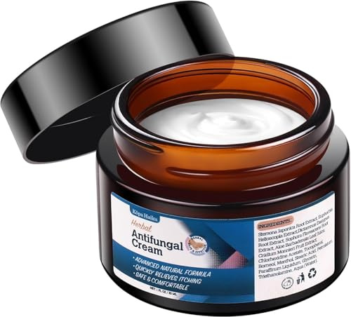 Herbal Antifungal Treatment Cream for Skin: Gentle Plant-Based Formula Suitable for Athletes Foot, Ringworm, Jock Itch, Tinea Versicolor & Seborrheic Dermatitis-Prone Skin, 2, 1