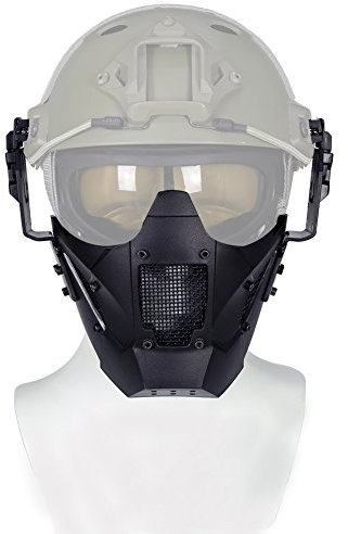 Black Tactique Paintball Demi Face Iron Warrior Acier Masque Masque - Fast Casque Combinaison Accessoire - Double Strap Camouflage Protecteur Masque