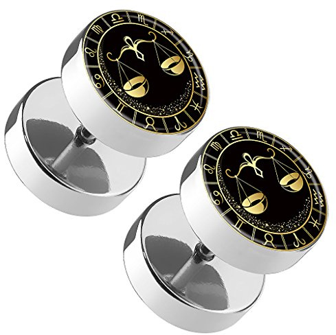Piercingfaktor 1 Paar Fake Piercing Ohrringe Plug mit Tierkreiszeichen